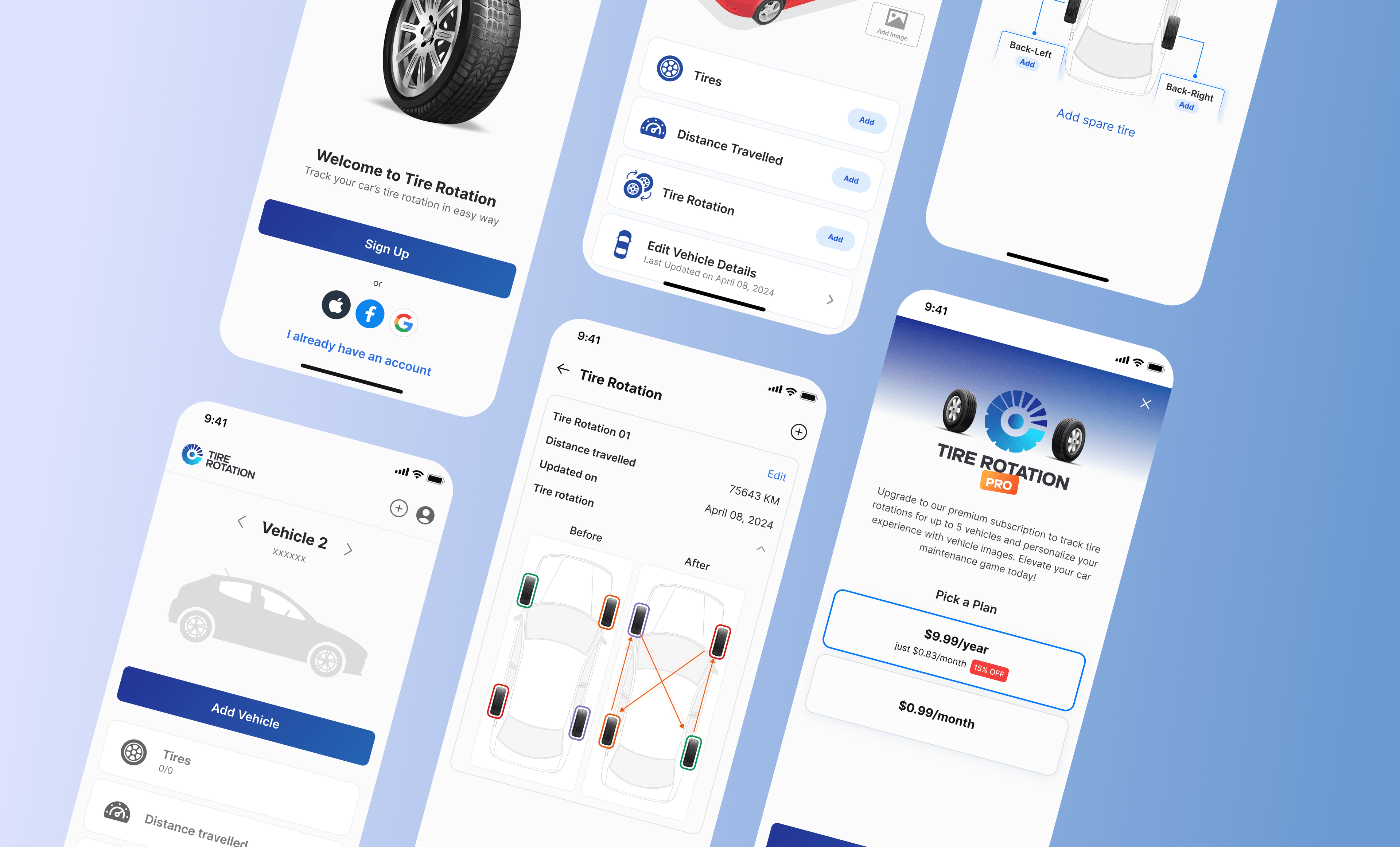 Maintain tire health for cars, trucks, and fleets App Screenshot
