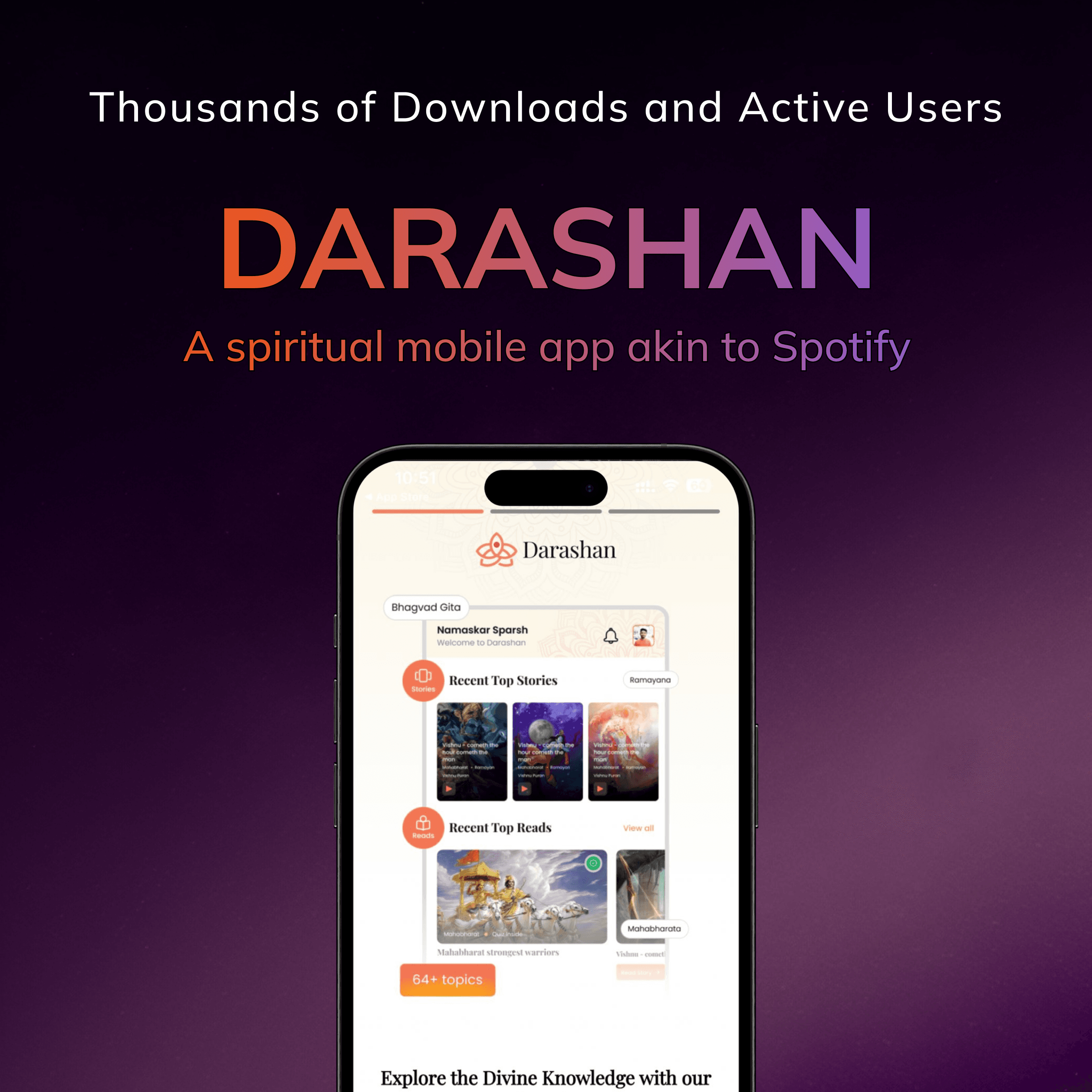 Darshan mobile app UI design preview