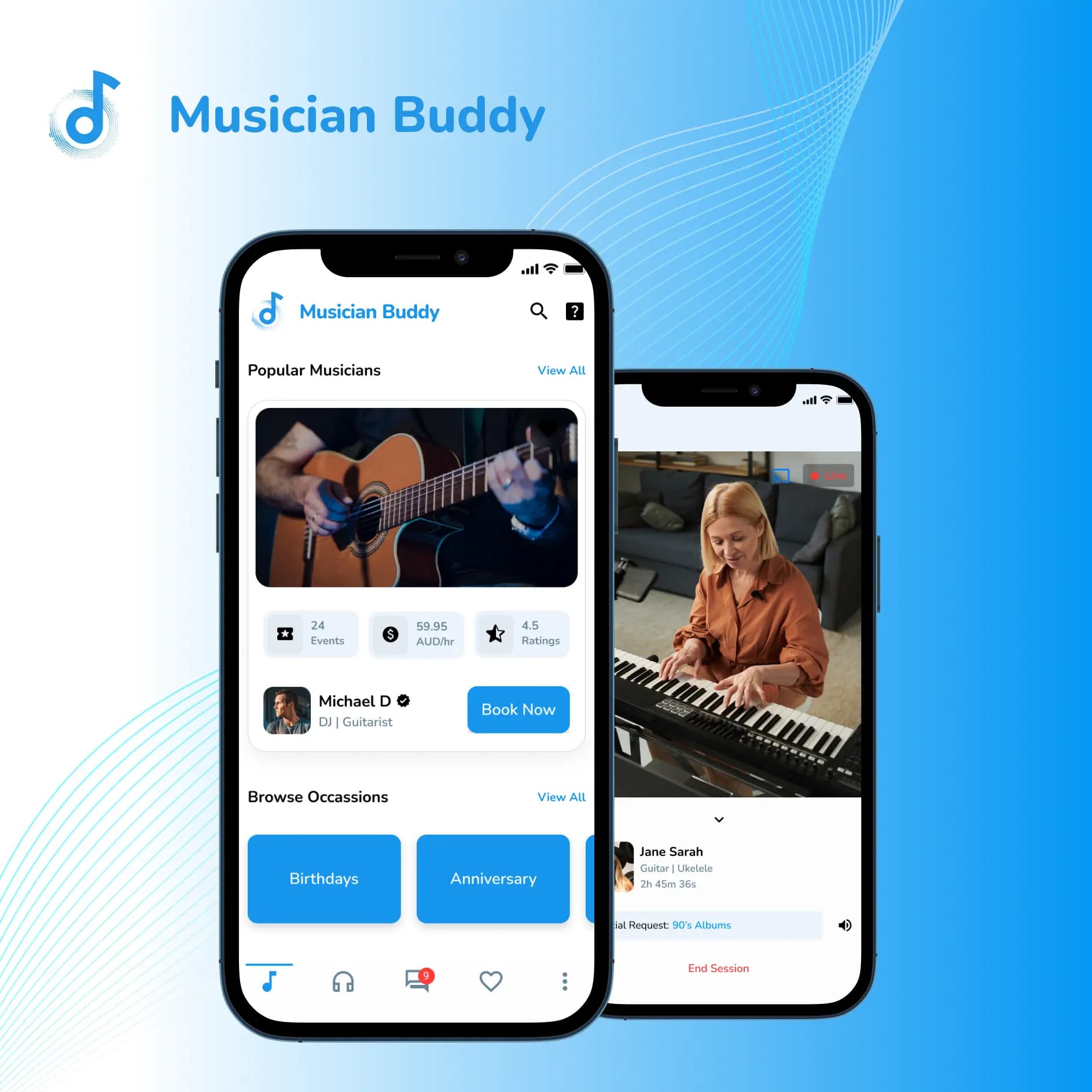 Screenshot of Musician Buddy project